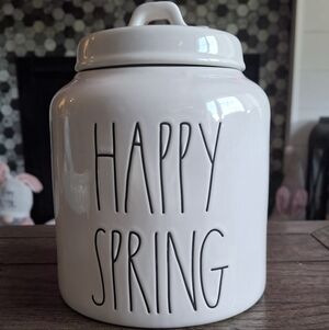 🌷 Rae Dunn HAPPY SPRING Chubby Canister